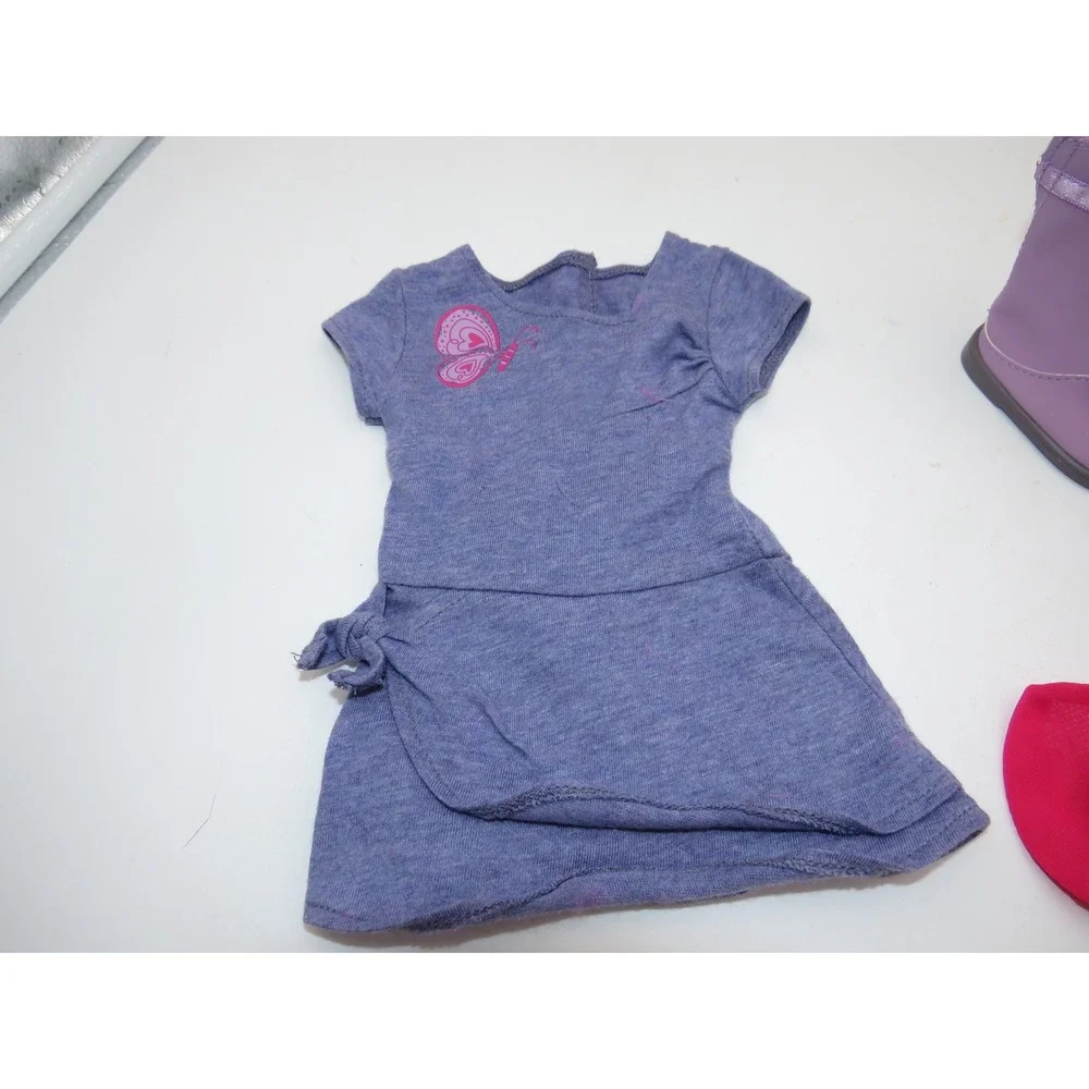 American Girl Butterfly Dress Outfit Purple Knit Boots Hair Bow